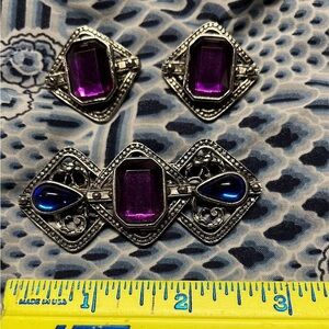 Vintage Elegant Silver and Purple Jewelry Set